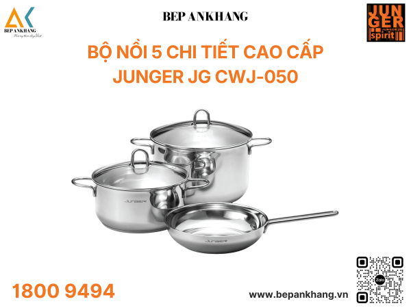 Bộ nồi Inox Junger JG CWJ-050 cao cấp 5 chi tiết